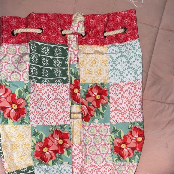 The Pioneer Woman Patchwork Drawstring laundry Bag - Red, Yellow, Green - Picture 2 of 2